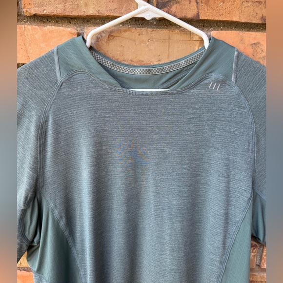 Lululemon Square Neck Training Stretch Logo Mesh Tee Run (Aqua) - Large - Picture 2 of 10